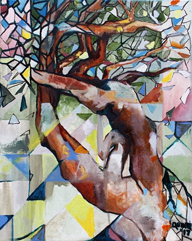 sensual abstract surrealist contemporary organic tree oil painting on canvas