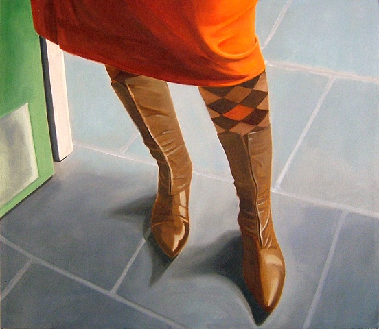 oil painting of Italian boots, shoe portrait series
