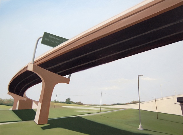 oil painting landscape with highway overpass/underpass near the Tampa International airport.