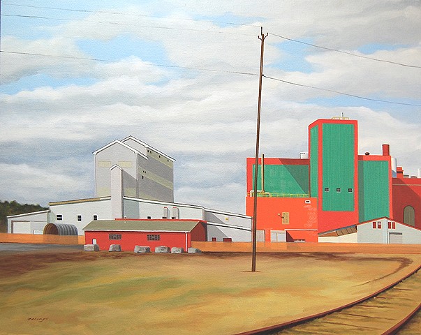 Oil painting of Cargill Salt Mine in Watkins Glenn, NY