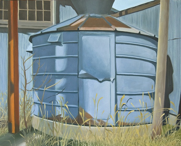 oil painting of abandoned grain silo in Kansas