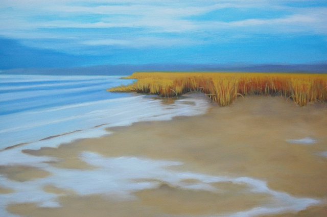 oil painting of beach, Bayville, NY