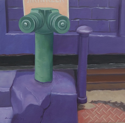 oil painting of fire hydrant in Manhattan, NY