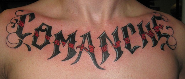 Comanche chest tattoo