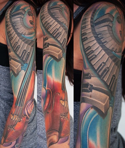 Color Music Tattoo with Piano Keys