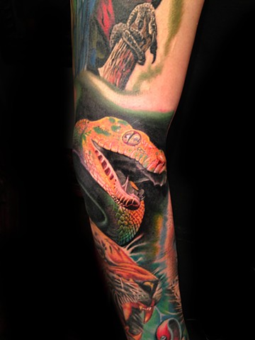 Color Tattoo of a Pit Viper