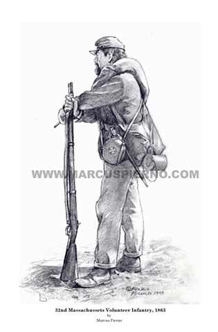 Marcus Pierno Civil War Art 32nd Massachusetts Volunteer Infantry Print