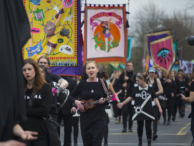 The Ukeladies and Cut Out Dolls in the Repeal! Procession
photo Deirdre Power