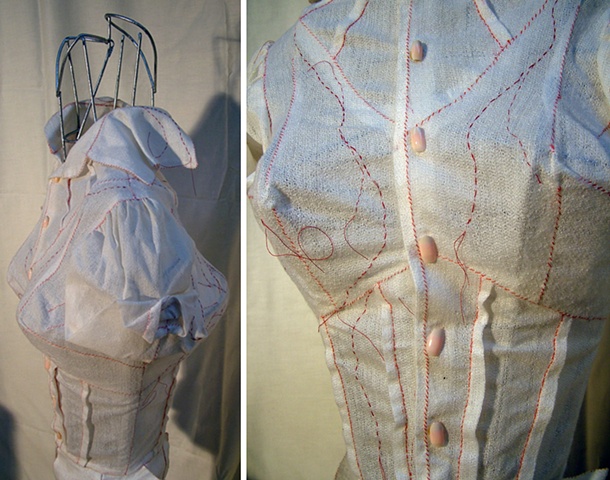 Four Breasted Blouse
sewn with veins & fake nails as buttons