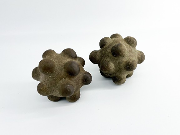 2- 3" knobby spheres (Set of 2) Clay fired sculpture.