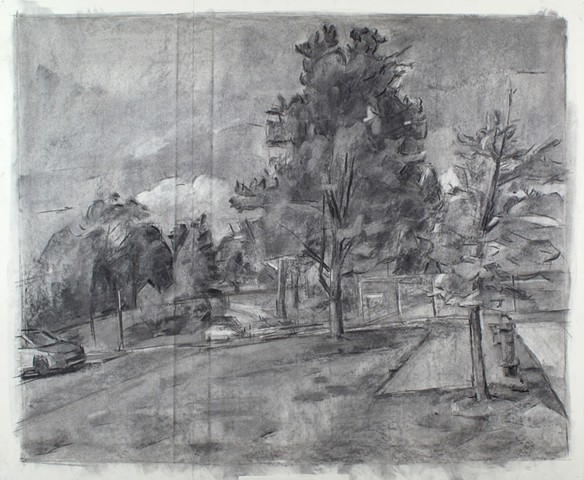 Chambersburg Parking Lot Charcoal on Paper 27 x 32 2016