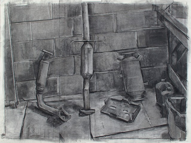 Parts Wall Charcoal on Paper 26 x 31 2017