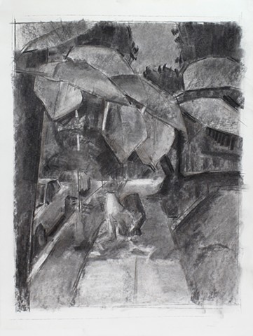 Kat and Gus, 39th Street Charcoal on Paper 24 x 18 2016