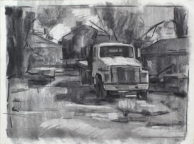Fredericksburg Truck Weedon St. Charcoal on Paper 18 x 24 2016