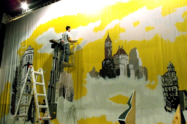 "Miracle on 34th Street" 

Hand painting the back drop