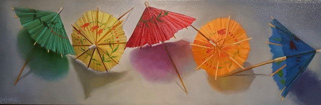 Umbrellas in a Line