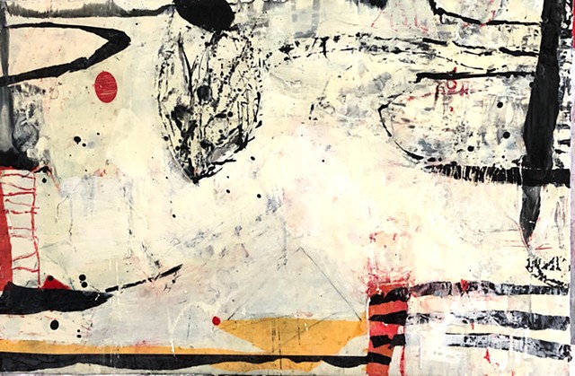 Playful, Whimsical Abstract Encaustic Collage