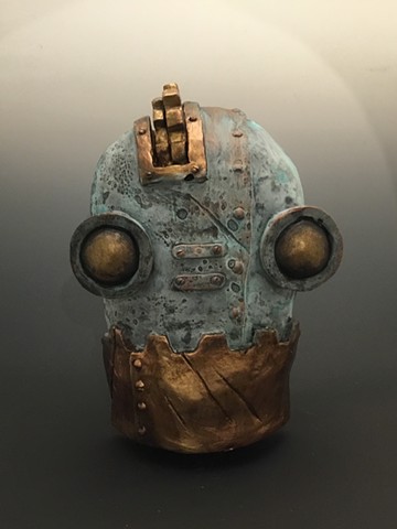 Impossible Winterbourne 
“SteamBot Face”
Bronze Petina w/Gold