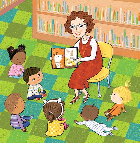 Violet Lemay, children's book illustrator, Library Babies, story time, reading, library, kids at library