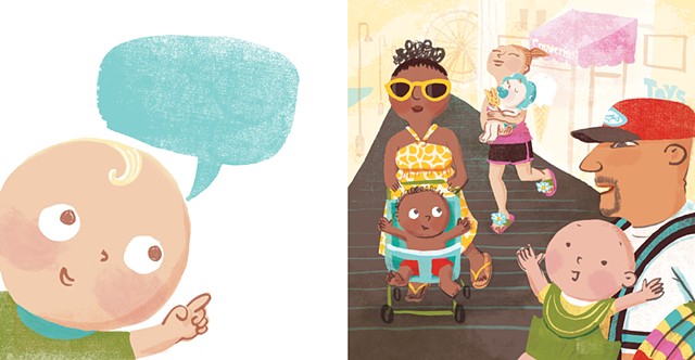 Violet Lemay, children's book illustrator, beach babies, kidlitartist, adorable illustration, board walk