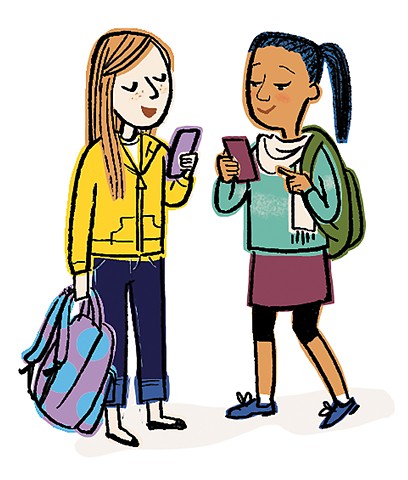 Violet Lemay, illustration, tween, YA, book illustration, character, kids, girls, bus stop, middle school, waiting for the bus