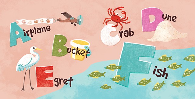 Violet Lemay, children's book illustrator, beach babies, kidlitartist, adorable illustration, ABCs