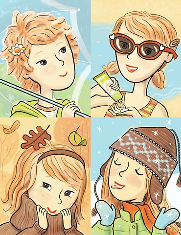 tween, middle school, hair-do, hair, hair style, growing out your hair, seasons, YA fiction, chapter books, book illustration, Violet Lemay