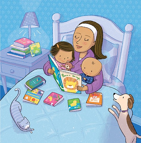 Violet Lemay, children's book illustrator, read, kids reading, mom reading to baby, Library Babies