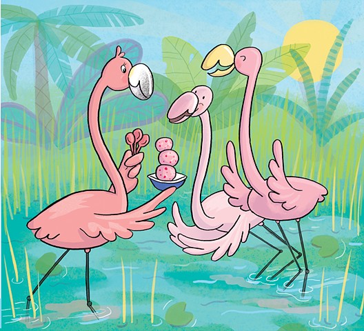 Violet Lemay, children's book illustrator, Highlights, Doña Rosa, flamingo, book illustration