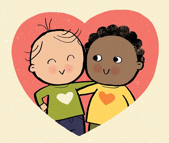 Violet Lemay, children's book illustrator, hug, diverse kids, healthy, love