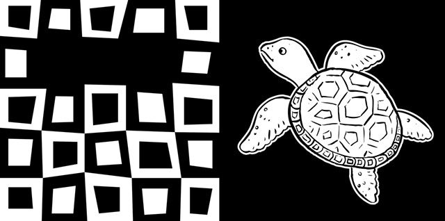 Violet Lemay, children's book illustrator, high-contrast illustrator, pattern design, high-contrast pattern, fish, ocean friends, turtle