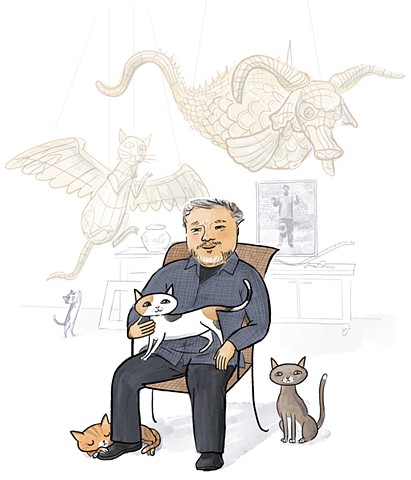 Ai Weiwei, Weiwei, cats, contemporary artist, Violet Lemay, kidlit artist, ya biography, illustration