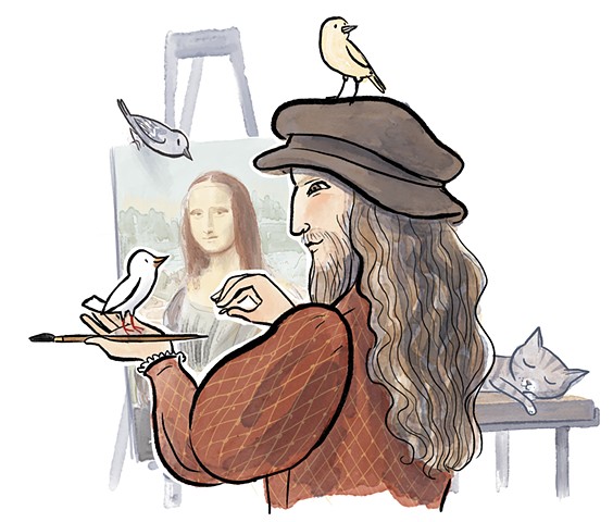Leonardo da Vinci, Violet Lemay, children's book illustrator, middle grade illustrator, middle grade biography, kidlit artist