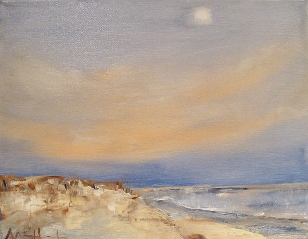 wrightsville beach nc, sunset, dunes, moon