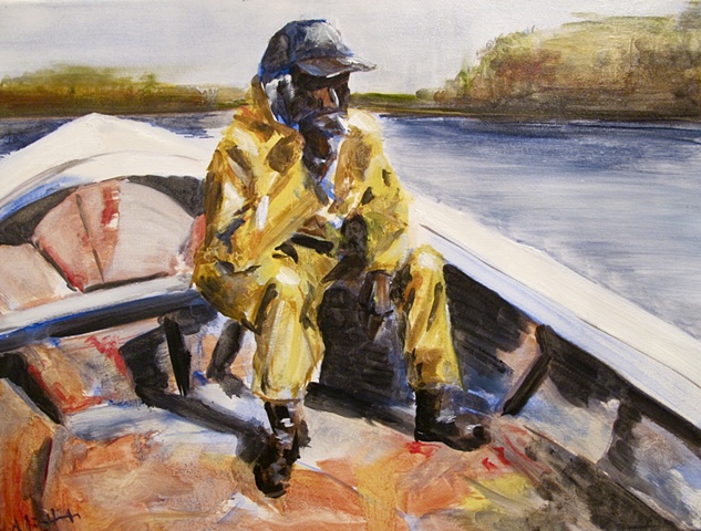 low country, crabbing, black man, boat