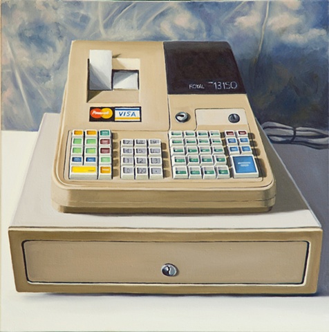 oil painting of cash register