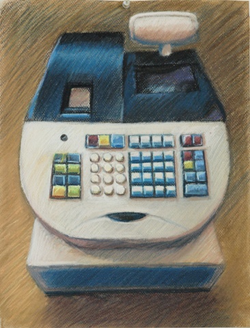 pastel drawing, drawing, cash register