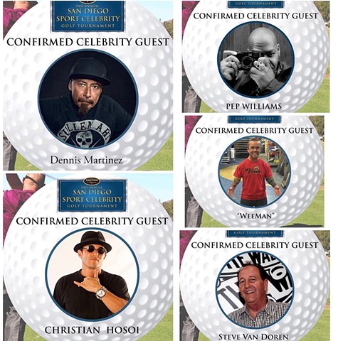 celebrity Golf tournament showcasing Pep Williams work. San Diego, Ca.