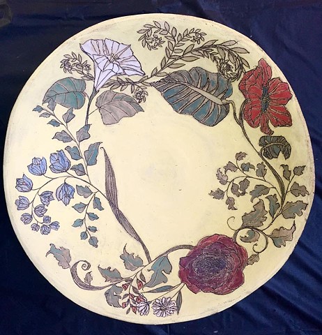 Carved Fruit Bowl with Flowers