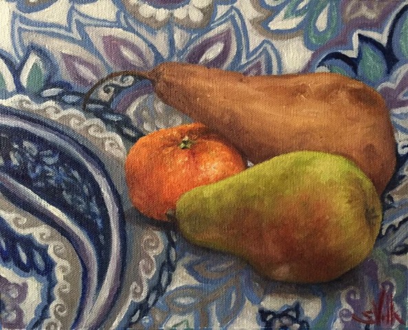 Still Life with Tangerine and Pears