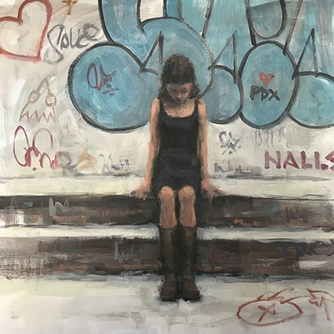 Girl and Graffiti Oil Study 2