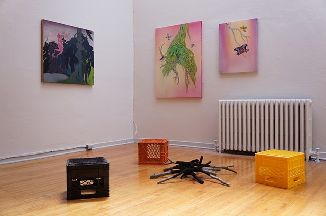 Paintings by Rick Leong, Sculpture by Jeremy Herndl