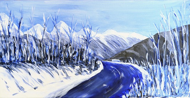 #art, #acrylic #winter, #mountains, #landscape