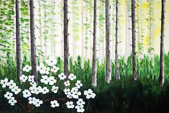 Nature, forest, dogwood, flowers, trees 