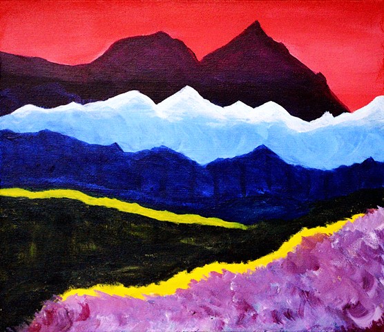 Landscape, abstract, painting, acrylic. colours