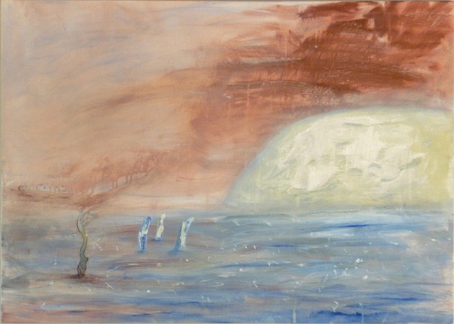 painting of acrylic on canvas depicting a mysterious landscape