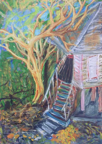 Old House, Miranda Roussel painting, Darwin, Tropical Houses