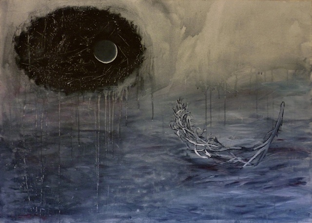 La Luna, painting by Miranda Roussel, acrylic on canvas, Confused Weather