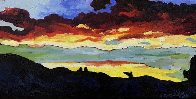 Oaxaca Sunset, 2016, Oil on Canvas, 12 x 24, 30 x 60 cm