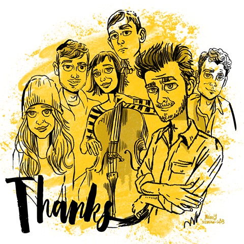 illo of band "THANKS"! for Sessions from the Box
